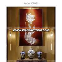 Metal  Painting Bergamot Lotus Home Office Picture Hand Made  Decoration Draw Decoration Painting Art Mural