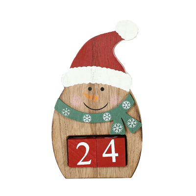 2019 Hot Sale Wooden Christmas Decoration Snowman Countdown Calendar Block Home Decor