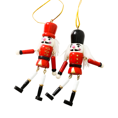 Christmas Decoration Wooden Christmas Nutcracker Hanging Ornament Home Decoration 2 PCS Assortment