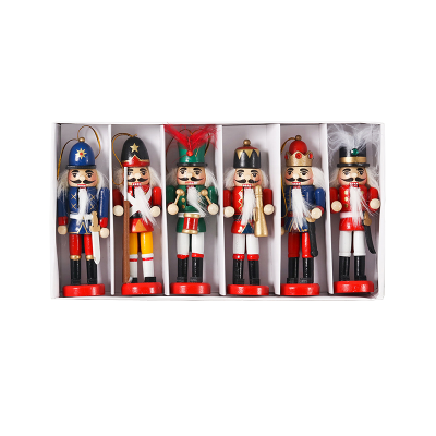 2019 Christmas Wooden Nutcracker Decoration Hanging Ornament Home Decoration H13CM Set of 6