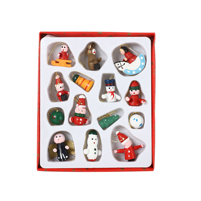 New Products Wooden Christmas Figurine Set of 14 Christmas Ornaments