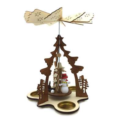 2019 Wooden Christmas Pyramid Decoration Windmill with Snowman Sleigh Candle Holder Exclude Candle